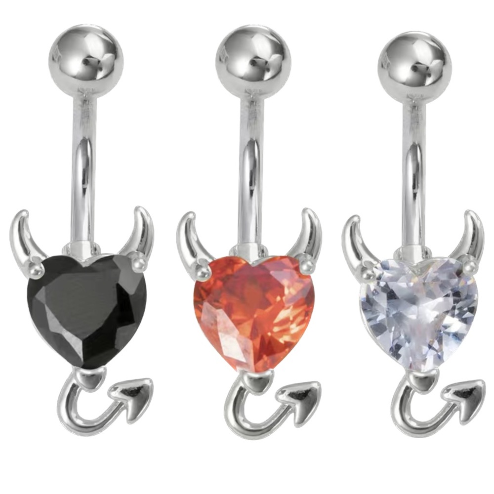 1pc 14g Sexy Belly Button Ring Devil Heart Body Jewelry Women